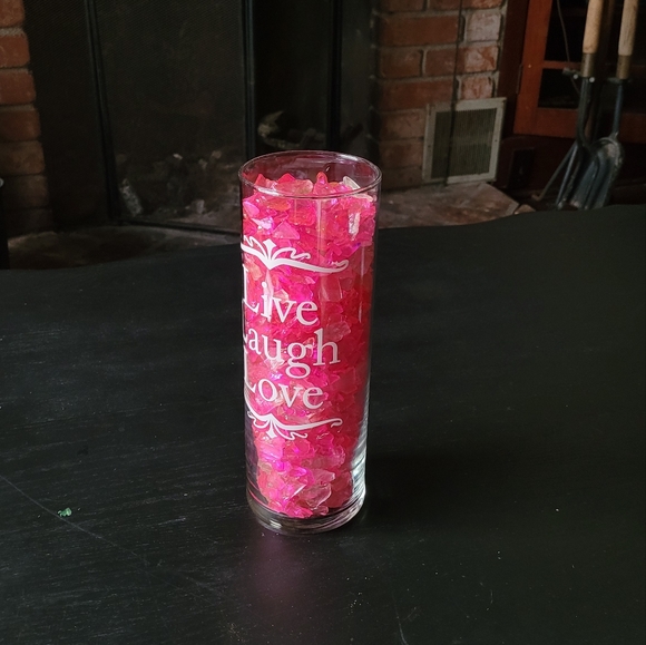 Decorative vase filled with pink gems - Picture 1 of 3
